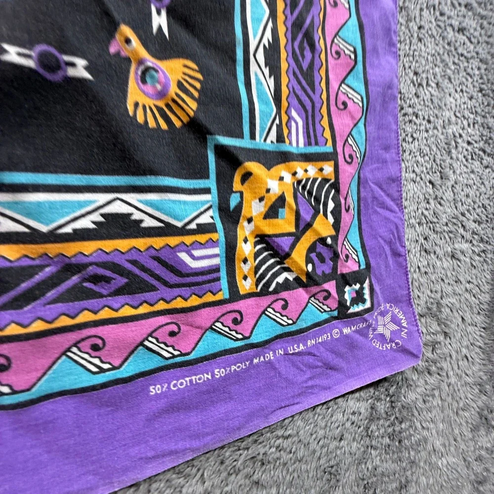 Wamcraft Bandana Unisex OS Purple Vintage Southwestern Tribal Print USA